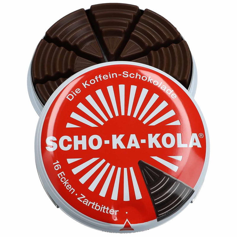 German Energy Zartbitterschokolade SCHO-KA-KOLA Koffein &amp; Cola-Nuss 100 g Blechdose