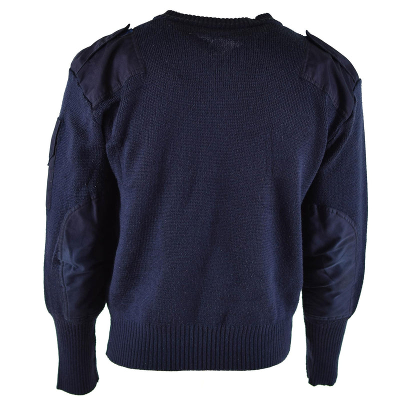 Original britischer Pullover Commando Jumper des Verteidigungsdienstes, blauer Pullover mit V-Ausschnitt