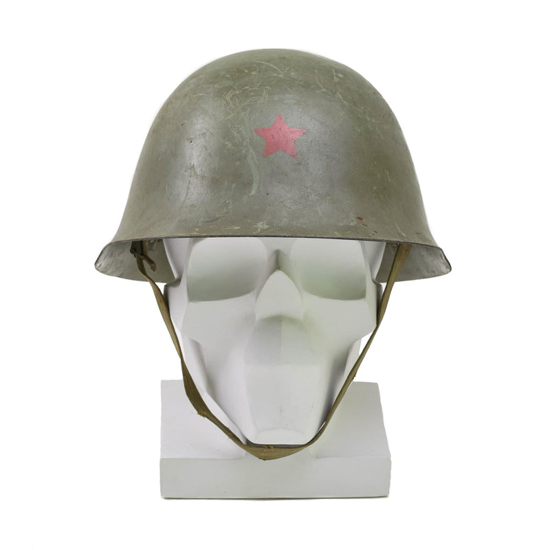 Original serbischer taktischer Stahlhelm mit Innenfutter Kampfausrüstung Kinnriemen Oliv