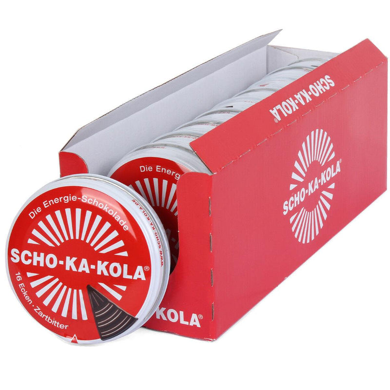 German Energy Zartbitterschokolade SCHO-KA-KOLA Koffein &amp; Cola-Nuss 100 g Blechdose