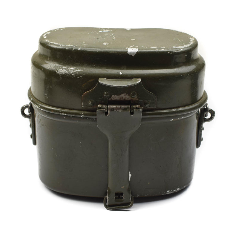 Echtes Essgeschirr der ungarischen Armee. Aluminium-Militär-Bowlertopf, 2-teiliges Set