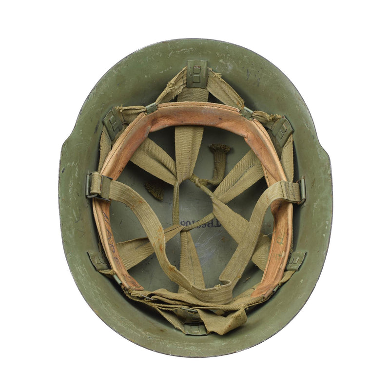 Original serbischer taktischer Stahlhelm mit Innenfutter Kampfausrüstung Kinnriemen Oliv