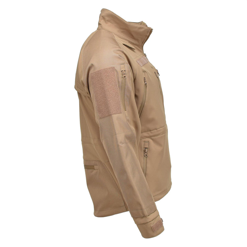 MIL-TEC winddichte Wanderjacke Softshell sturmfeste Reißverschlüsse Fleecefutter Coyote
