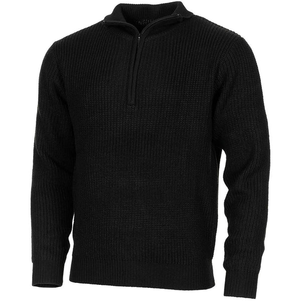 Troyer-Pullover im Militärstil der Marke MFH mit Rippenstrickpullover mit Viertelreißverschluss NEU
