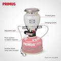Primus EasyLight Gaslaterne 490 Lumen Camping Wandern Outdoor Glasleuchte