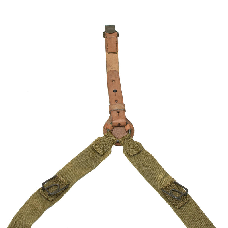 Original Tschechische Armee Y-Strap Canvas &amp; Leder Hosenträger Harness Schulter