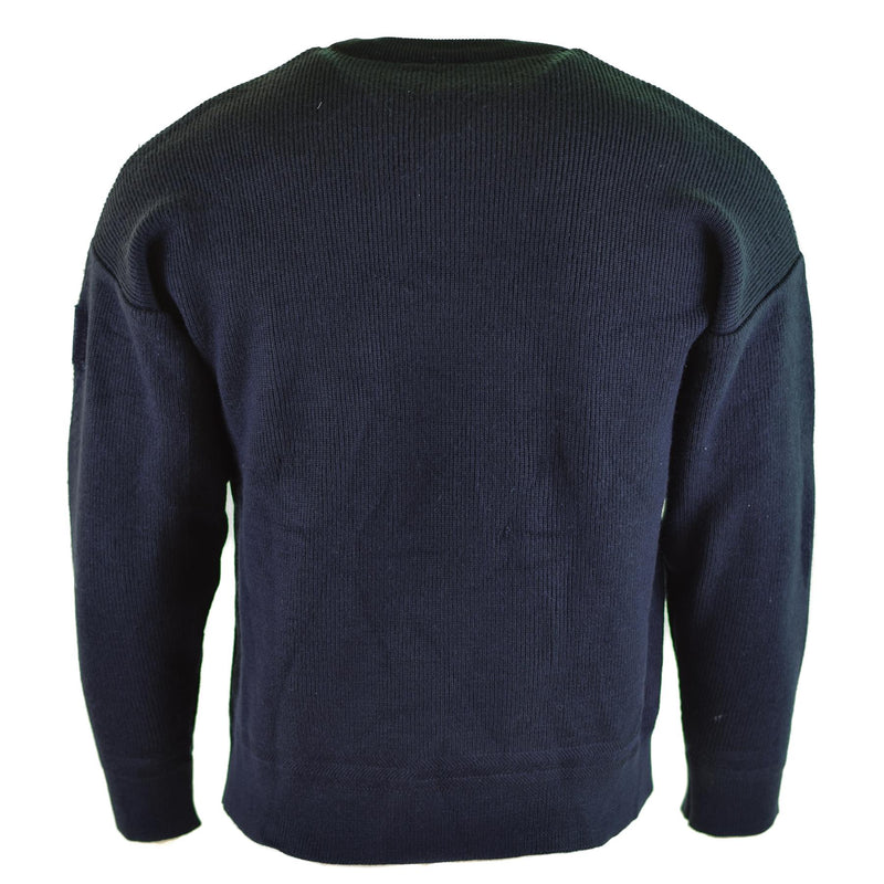 Echter französischer Armeepullover, blauer Kommandopullover, Militärpullover, Rundhalsausschnitt