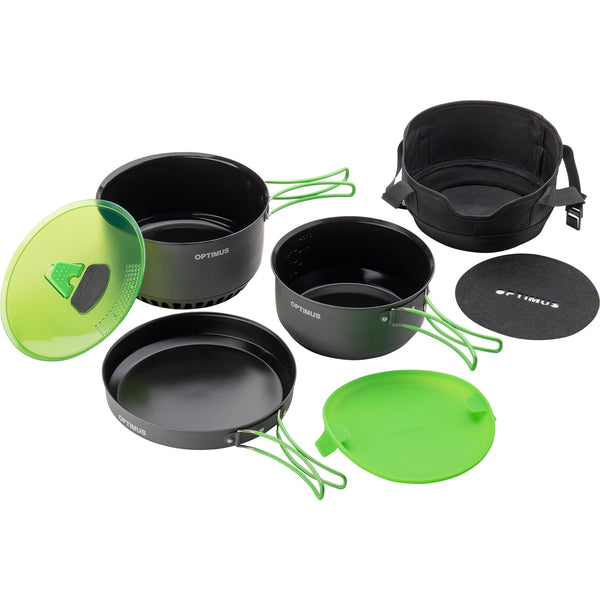 Optimus Terra Camp 4 Topfset Kochset antihaftbeschichtet Camping Camper Outdoor Set 7-teilig