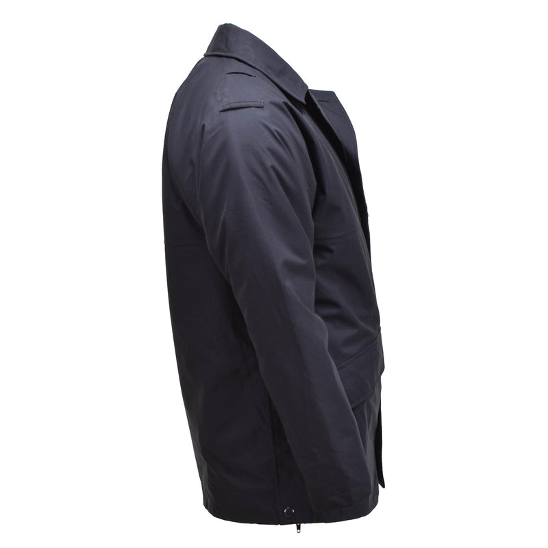 Original britische Militär-Regenjacke, Polizei, einfarbig, schwarz, gefüttert, wasserdichter Mantel