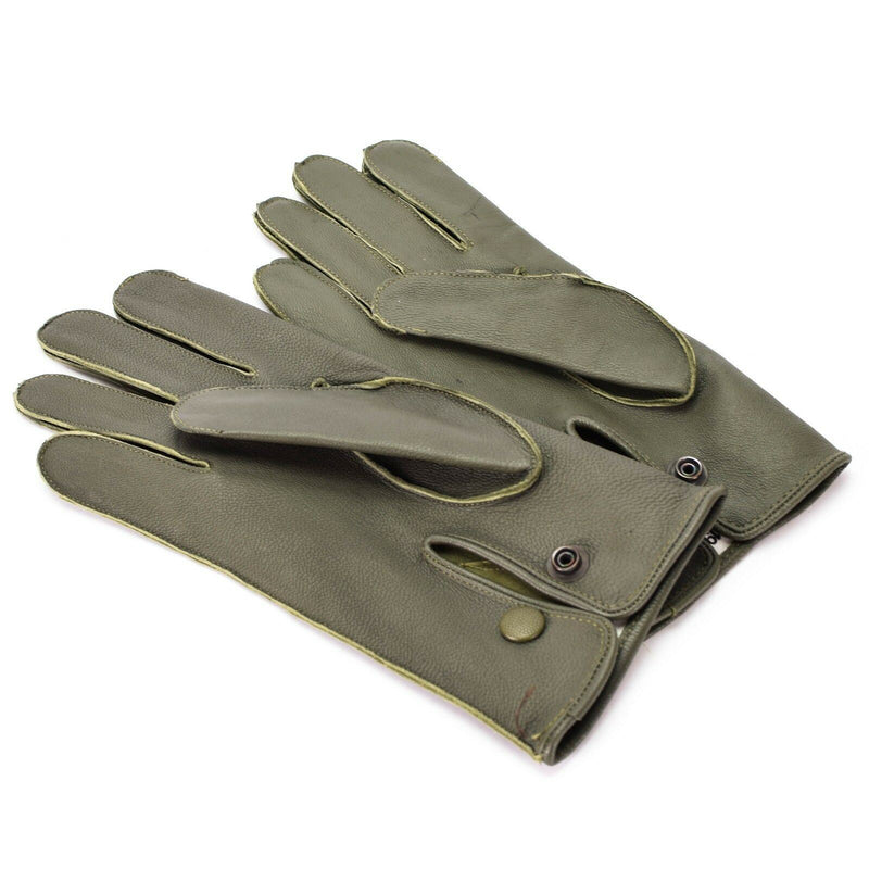 Echte deutsche Polizei-Handschuhe aus echtem Leder, OD, Patrouille, Olivgrün, OD, NEU, Original