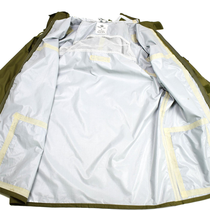 Original dänische Armee OD Regenjacke wasserdicht mit Kapuze Regenmantel Dänemark