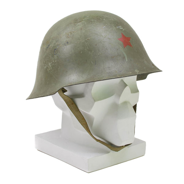 Original serbischer taktischer Stahlhelm mit Innenfutter Kampfausrüstung Kinnriemen Oliv