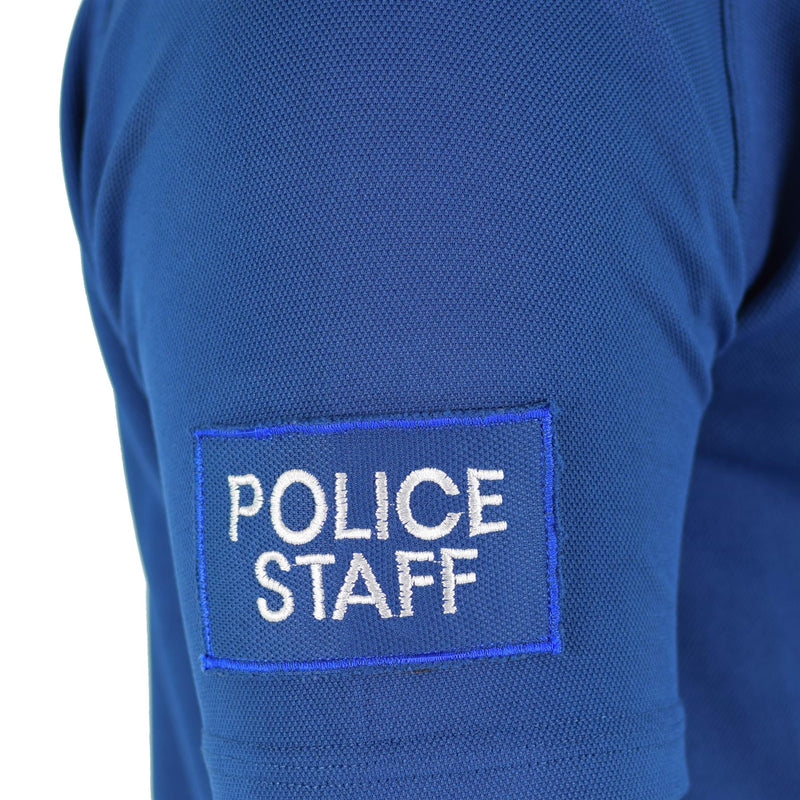 Original britisches Polizei-T-Shirt, blaues, atmungsaktives Material, Frontreißverschluss, Schutzhemd