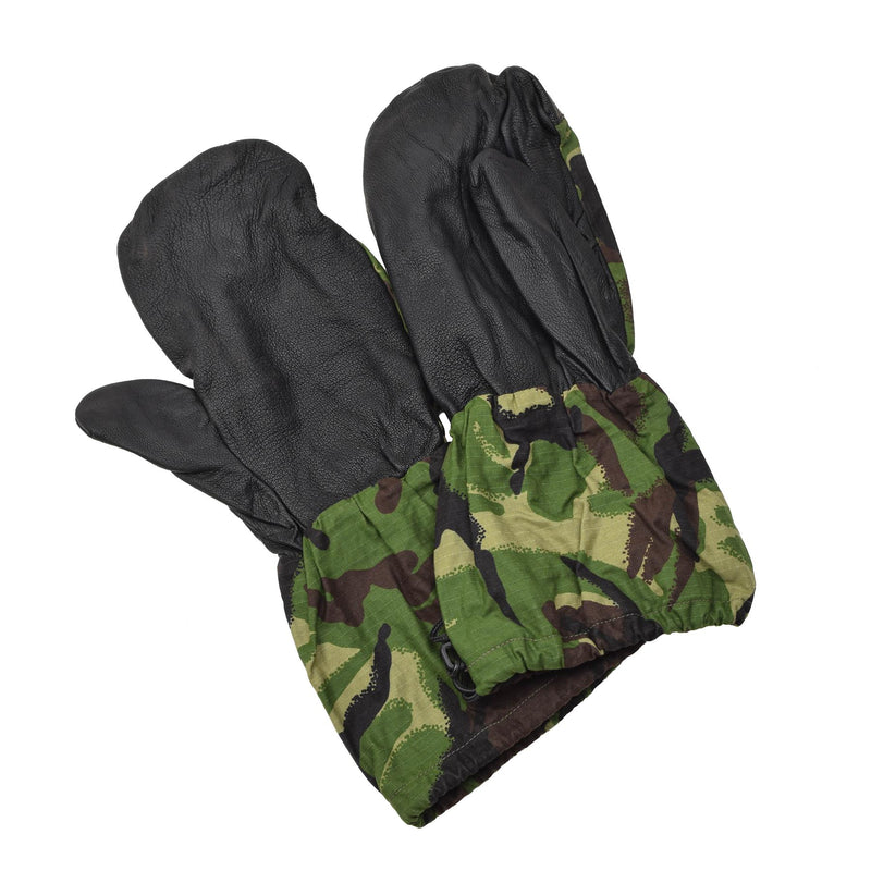 Echte britische Militärfäustlinge mit Lederhandfläche und DPM-Tarnung-Ripstop-Handschuhe