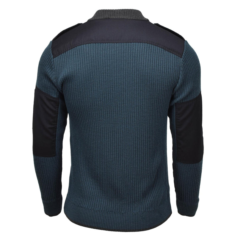 Echter niederländischer Militärpullover aus Rippenstrick, blauer Activewear-Pullover für kaltes Wetter