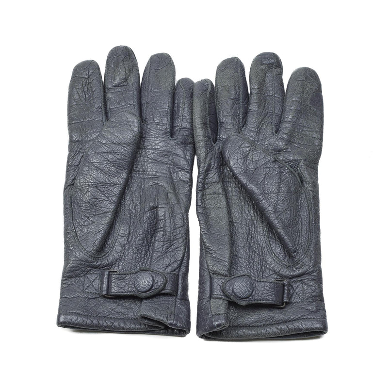 Original deutsche Militär Lederhandschuhe grau Handgelenksriemen Bundeswehr Überschuss