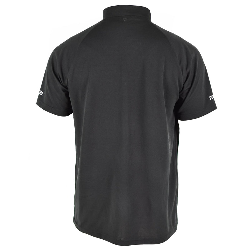 Original britisches Polizei T-Shirt schwarz atmungsaktiv funktionelles Frontreißverschluss-Schutzhemd