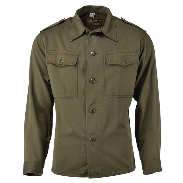 Original österreichisches Militär-Hemdkleid in Olivgrün mit langen Ärmeln, lässig, leicht, NEU