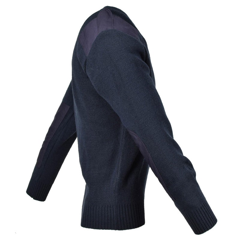 Original britischer Ex-Polizei-Dienstpullover Commando Jumper blauer V-Ausschnitt Pullover