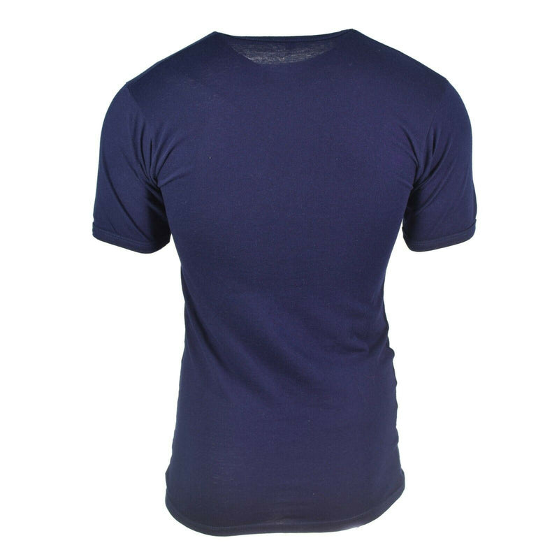 Original italienisches T-Shirt der Armee, Marineblau, Baumwolle, kurzärmlig, Militär, NEU
