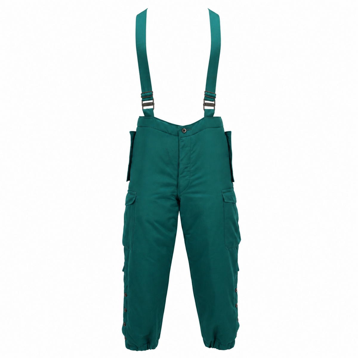 Original österreichische Militär-Thermo-Trägerhose für kaltes Wetter, isoliert, grün