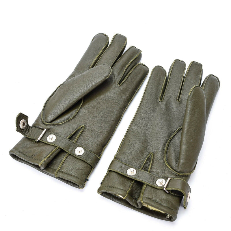 Echte deutsche Polizei-Lederhandschuhe, Patrouille, olivgefüttert, Wolle, 100 % Winter, NEU