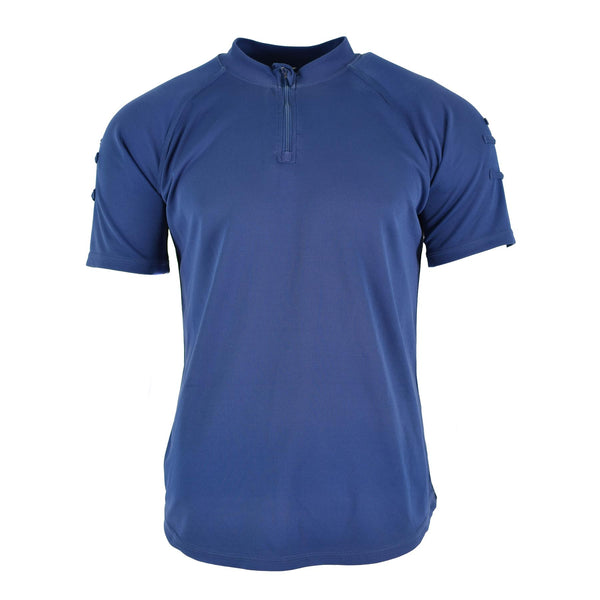 Original britisches Polizei-T-Shirt, blaues, atmungsaktives Material, Frontreißverschluss, Schutzhemd