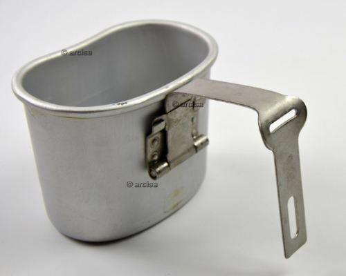 Original belgische Armee Feldflasche Tasse Becher Mess Aluminium Topf Bushcraft wie US M1910