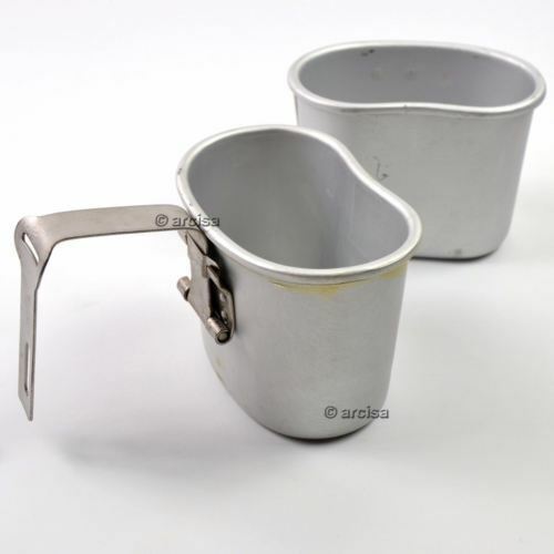 Original belgische Armee Feldflasche Tasse Becher Mess Aluminium Topf Bushcraft wie US M1910