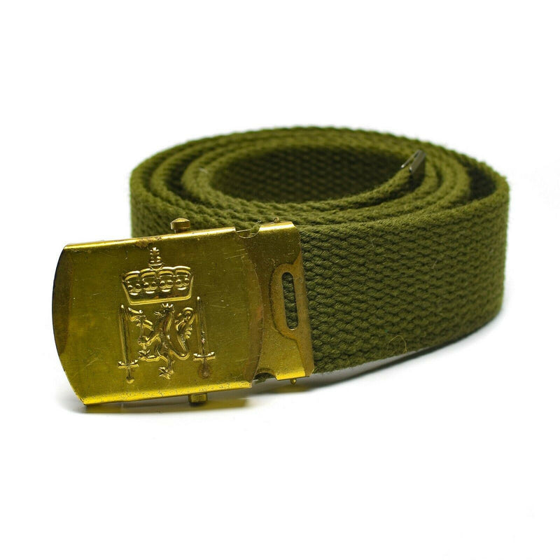 Original dänische Armee olivgrüner Militär-Canvas-Gürtel mit Schnalle Royal Danish NEU