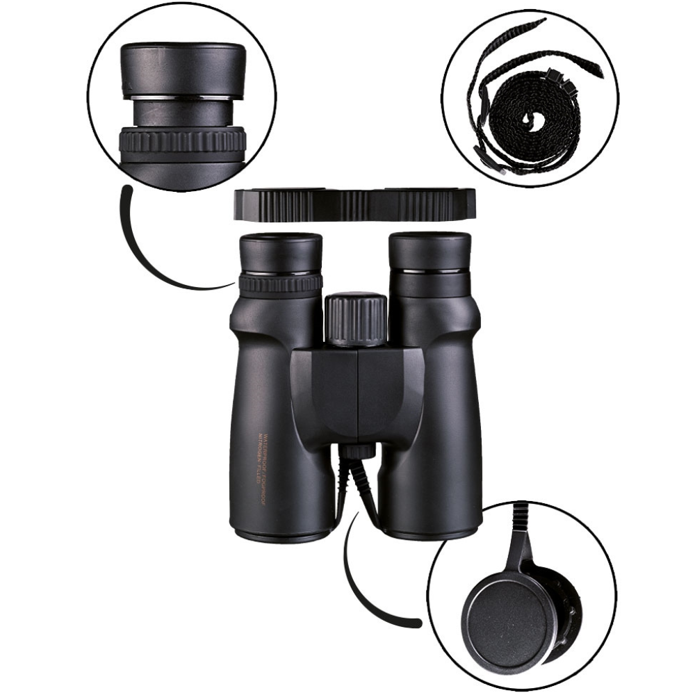 Mil-Tec wasserdichtes Fernglas 8x42 Schwarz Outdoor Jagd Wanderoptik