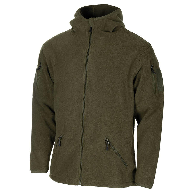 MFH Militär-Stil Oliv Kapuzenpullover Fleecejacke taktische Armee durchgehender Reißverschluss Wandern NEU
