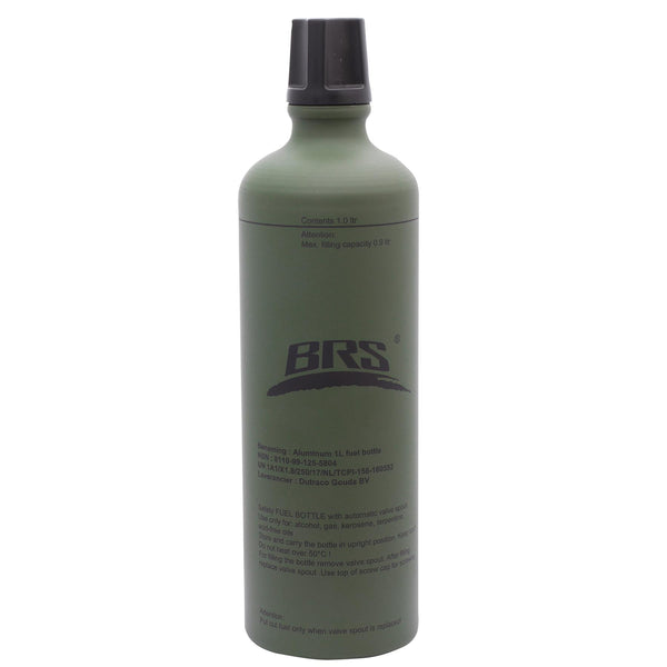BRS Aluminium 1Liter Flüssigbrennstoffflasche Leichtbauweise Schraubverschluss oliv NEU