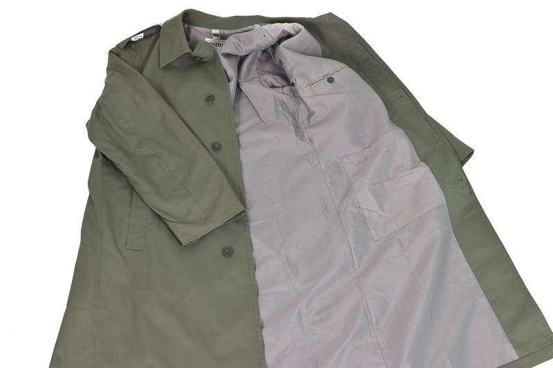 Echter französischer Militär-Regenmantel, Armee-Trenchcoat, oliv, wasserdicht, volle Länge
