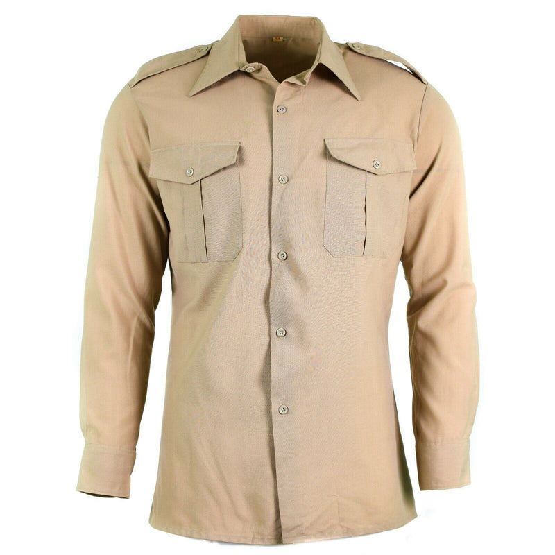 Echtes französisches Armeehemd, Fatigue, Restposten, Chino, Khaki, Militär, Polywolle, NEU