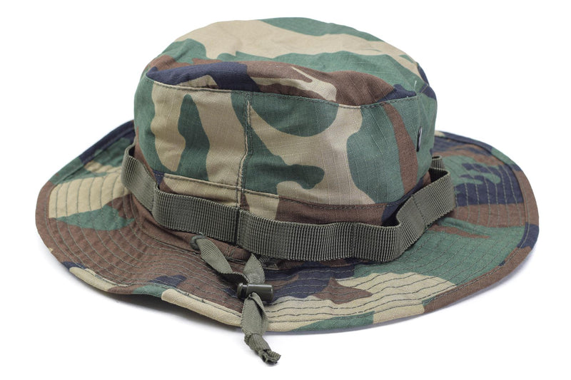 Leichte Boonie-Mütze im Militärstil der Marke Mil-Tec im Woodland-Stil aus Ripstop-Armeewolle
