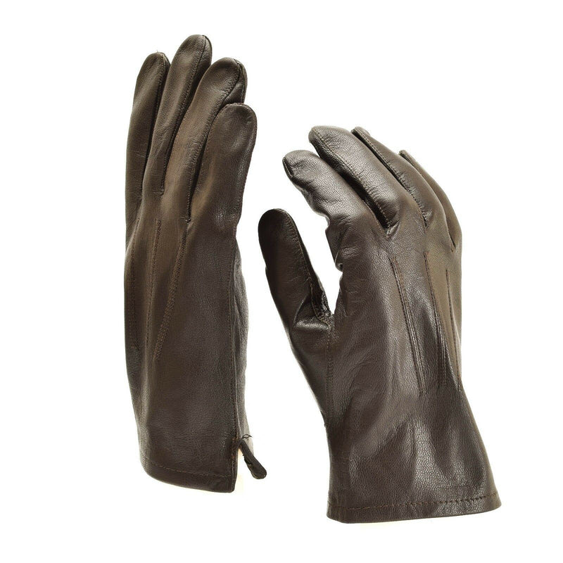 Echte belgische Armeehandschuhe Leder schwarz braun Militär Vollfinger Überschuss