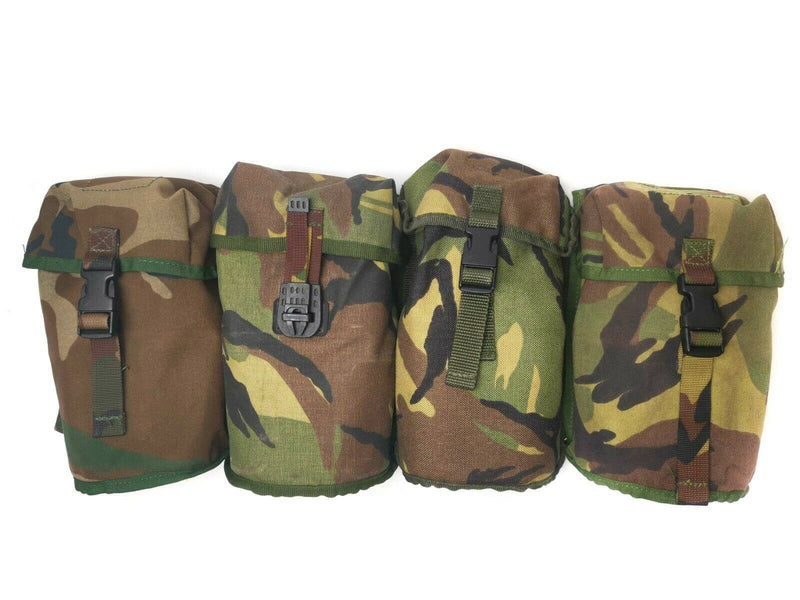 Echte Feldflasche der niederländischen Armee mit Beutel und Edelstahlbecher, Deckelkappe, DPM-Tarnung, MOLLE