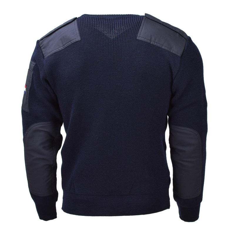 Original niederländischer Militärpullover blau, Woll-Bodywarmer, langärmelig, NEU