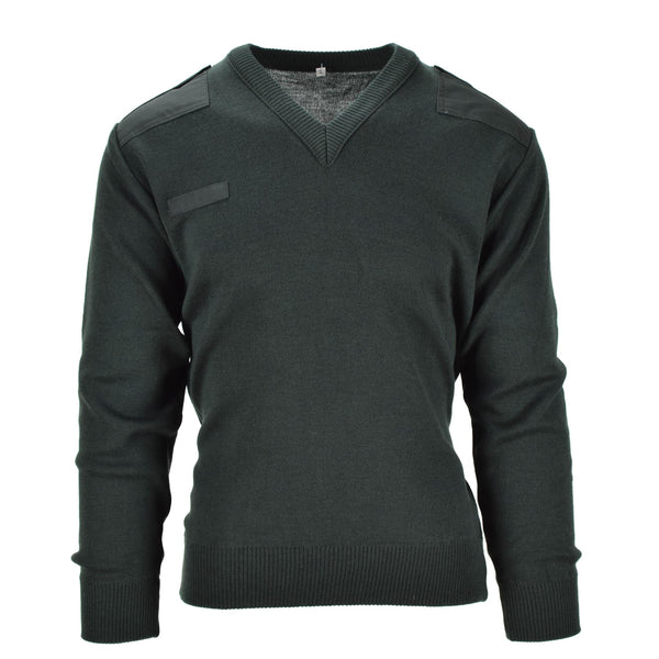 Echter holländischer Pullover Armeepullover Kommandopullover Dunkelgrün V-Ausschnitt Herren NEU 