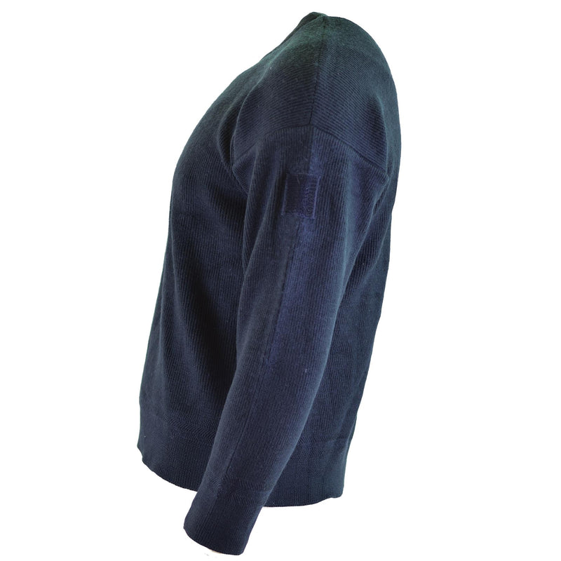 Echter französischer Armeepullover, blauer Kommandopullover, Militärpullover, Rundhalsausschnitt