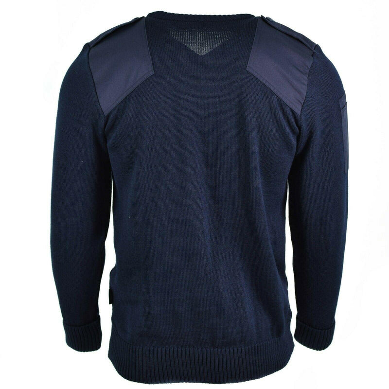 Echter britischer Pullover Armee Polizei Pullover Kommando Pullover blau V-Ausschnitt Herren NEU