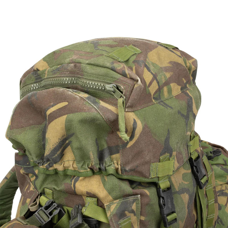 Original britischer Militär-Taktikrucksack Woodland Camo 90 Liter Seitentaschen
