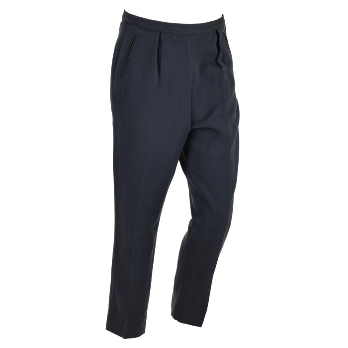 Original schwedische formelle Militärhose mit Schlitztaschen und Falten vorne in Blau