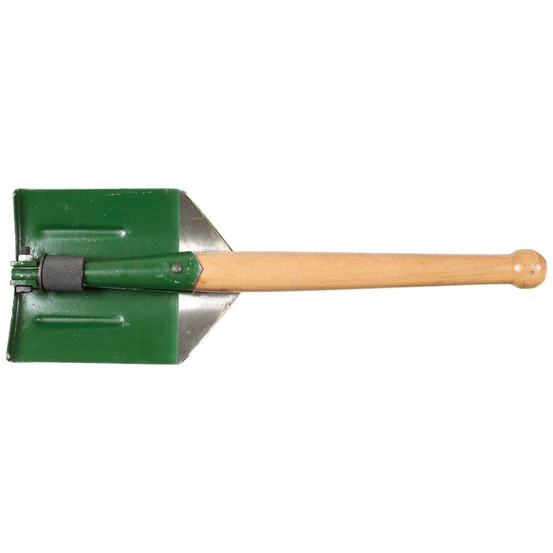 Original rumänische Armee faltbare Schaufel grün Holzgriff Militär Überschuss NEU