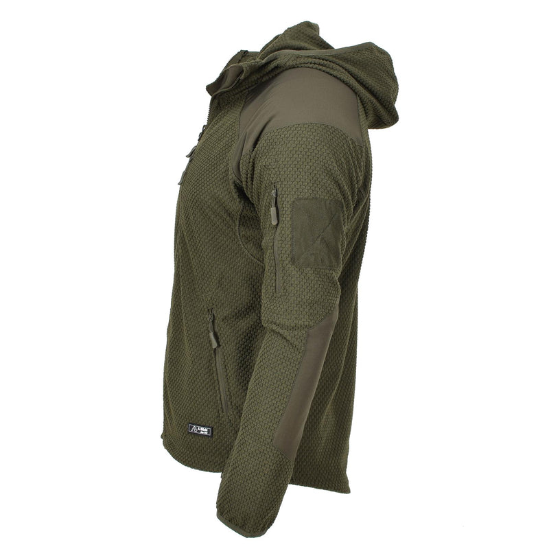 Blochl Brand Military Style Fleece Thermojacke mit Kapuze und verstärkter Olive NEU