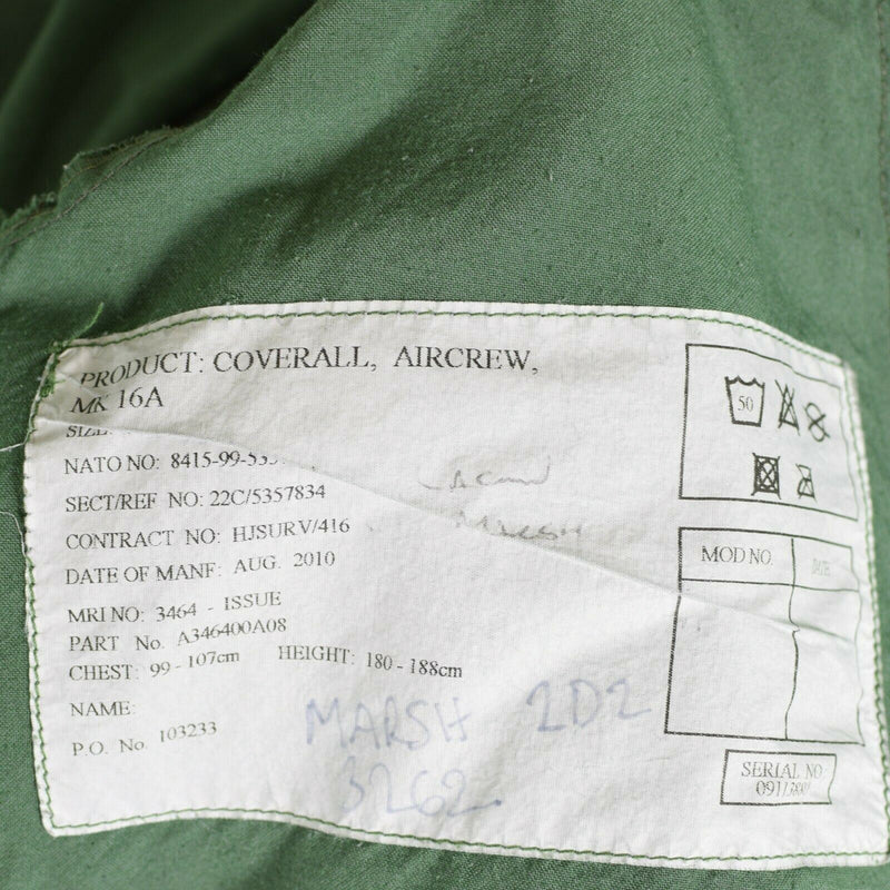 Original britische Armee Aircrew MK15 RAF Aramid Anzug Overall Salbei grün Luftwaffe