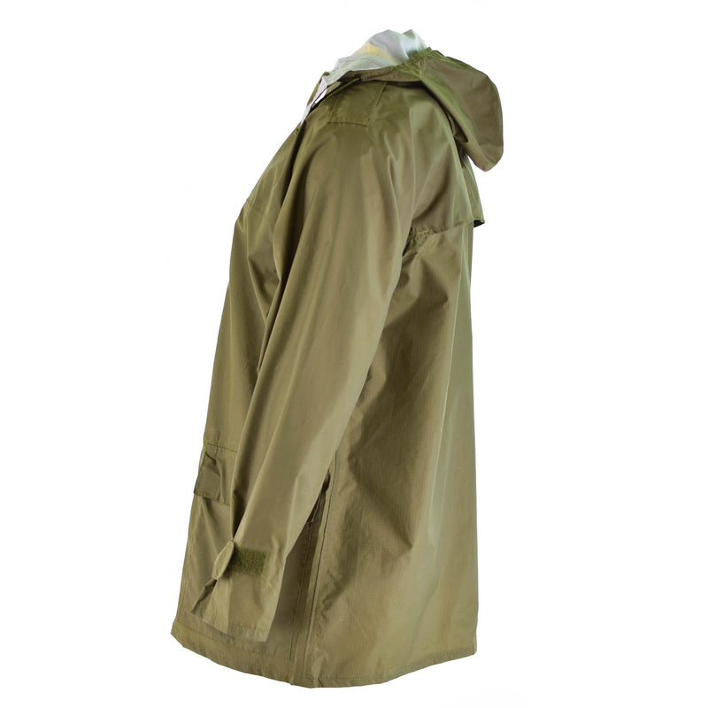Original dänische Armee OD Regenjacke wasserdicht mit Kapuze Regenmantel Dänemark