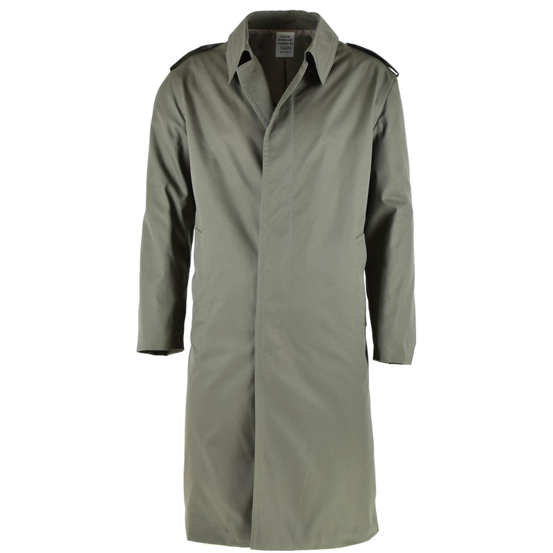 Echter französischer Militär-Regenmantel, Armee-Trenchcoat, oliv, wasserdicht, volle Länge