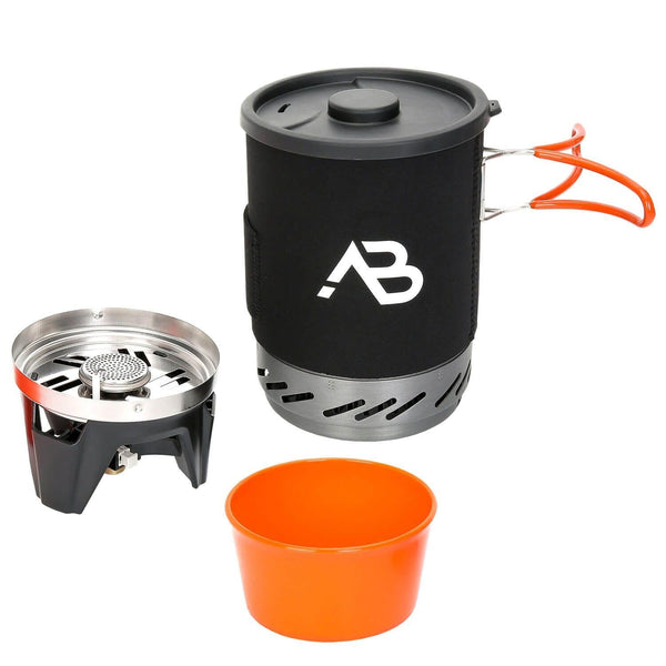 A.Blochl AB-1 Campingkocher System Kochset Wandertopf Flüssiggasbrenner NEU